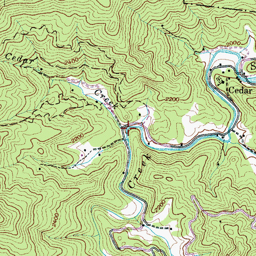 Topographic Map of Cedar Creek, NC