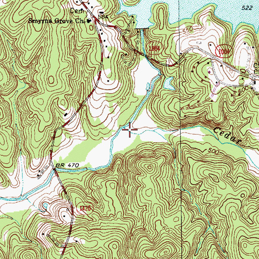 Topographic Map of Cedar Fork Creek, NC