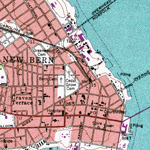 Topographic Map of Cedar Grove Cemetery, NC