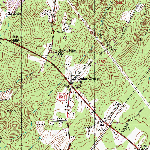 Topographic Map of Cedar Grove Church, NC
