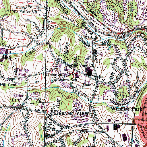 Topographic Map of Cedar Hill Church, NC