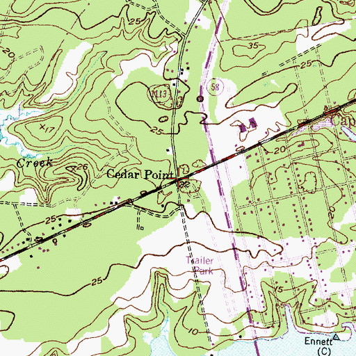 Topographic Map of Cedar Point, NC