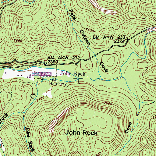 Topographic Map of Cedar Rock Creek, NC