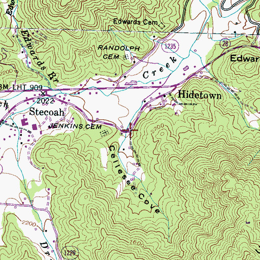 Topographic Map of Cellesee Cove, NC