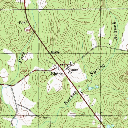 Topographic Map of Center Church, NC