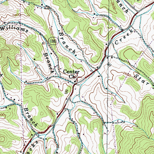 Topographic Map of Center Church, NC
