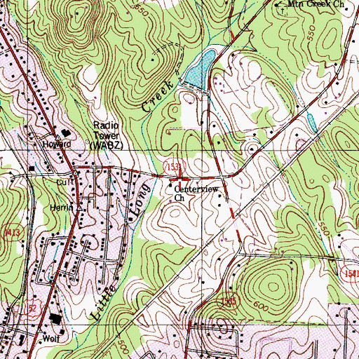 Topographic Map of Centerview Church, NC