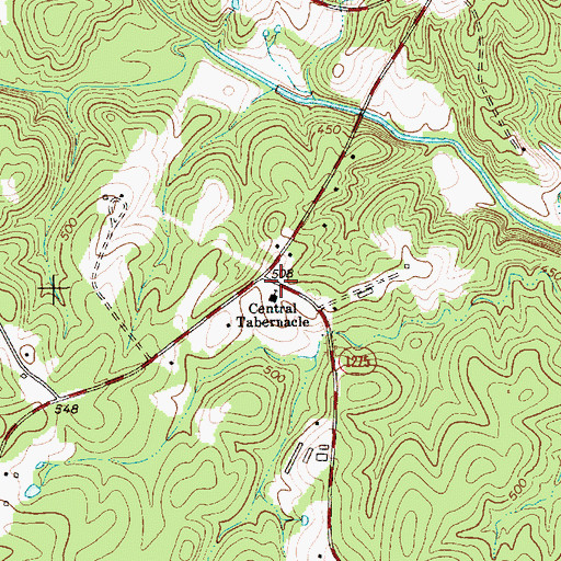 Topographic Map of Central Tabernacle, NC