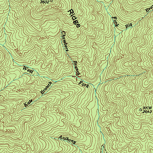 Topographic Map of Chambers Branch, NC