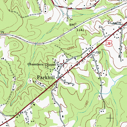 Topographic Map of Chambers Chapel, NC