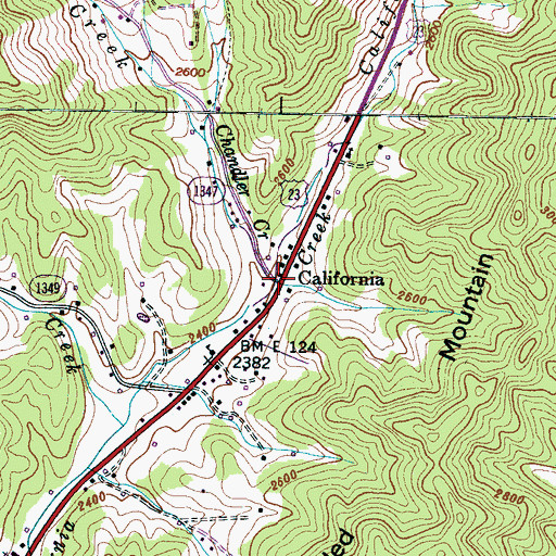 Topographic Map of Chandler Creek, NC