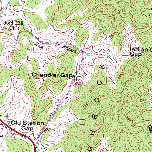 Topographic Map of Chandler Gap, NC