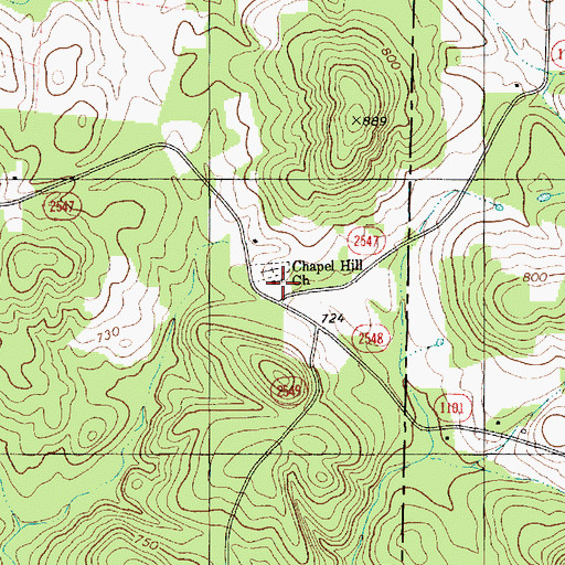 Topographic Map of Chapel Hill Church, NC