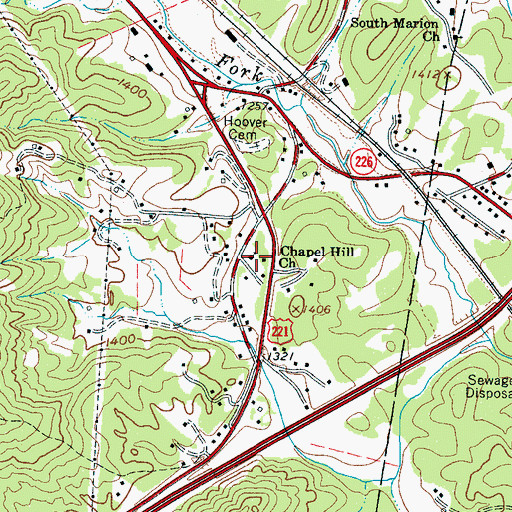 Topographic Map of Chapel Hill Church, NC