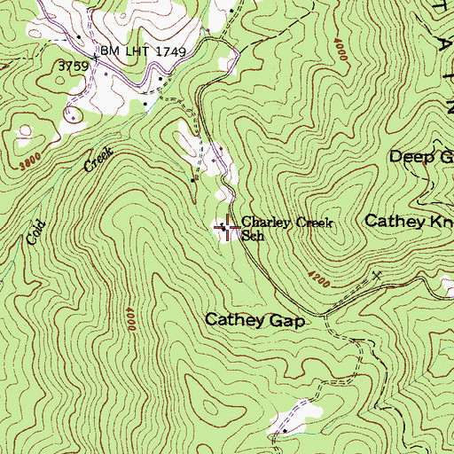 Topographic Map of Charley Creek School, NC