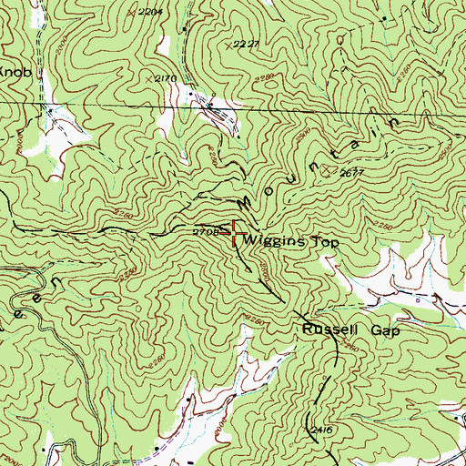 Topographic Map of Chasteen Mountain, NC