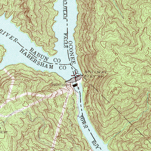 Topographic Map of Chattooga River, SC
