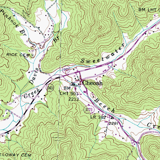 Topographic Map of Cheoah, NC