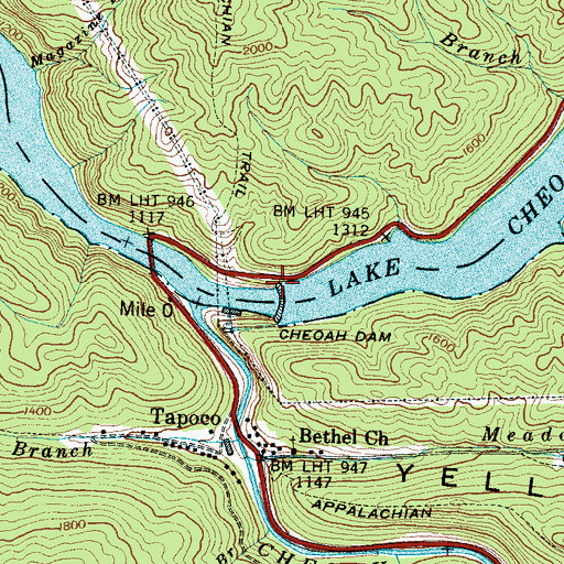 Topographic Map of Cheoah Lake, NC