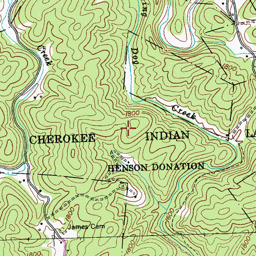 Topographic Map of Cherokee Indian Land Henson Donation, NC