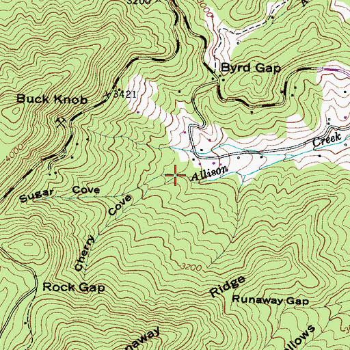 Topographic Map of Cherry Cove, NC