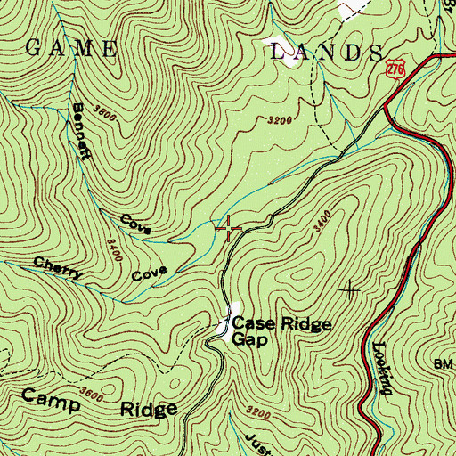 Topographic Map of Cherry Cove, NC