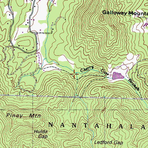 Topographic Map of Cherry Cove Branch, NC