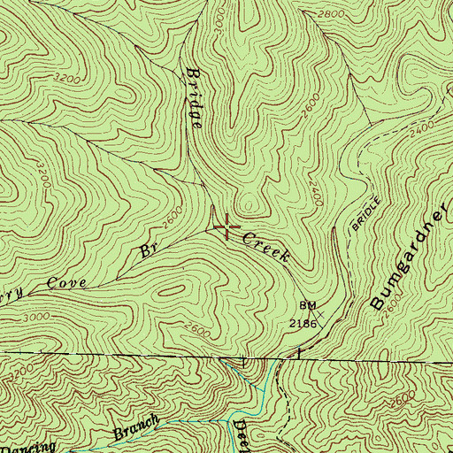 Topographic Map of Cherry Cove Branch, NC