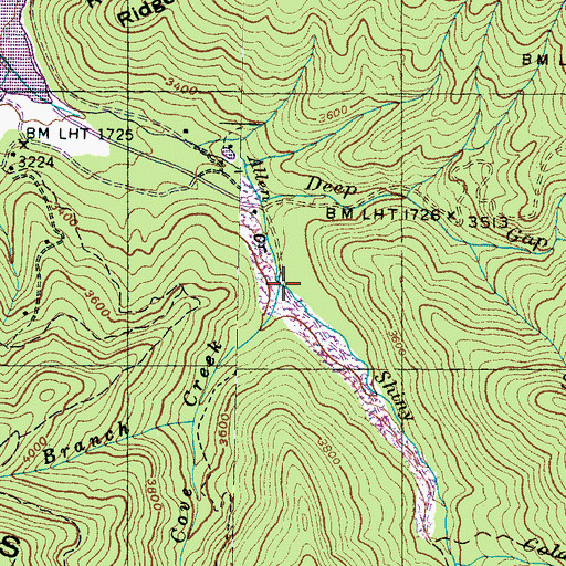 Topographic Map of Cherry Cove Creek, NC