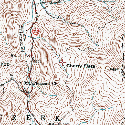 Topographic Map of Cherry Flats, NC