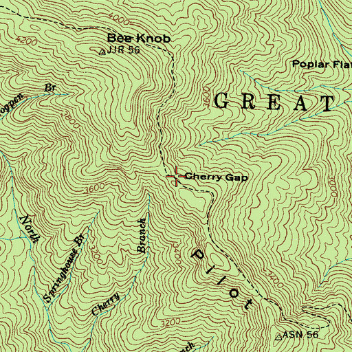 Topographic Map of Cherry Gap, NC