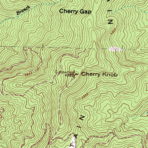 Topographic Map of Cherry Knob, NC
