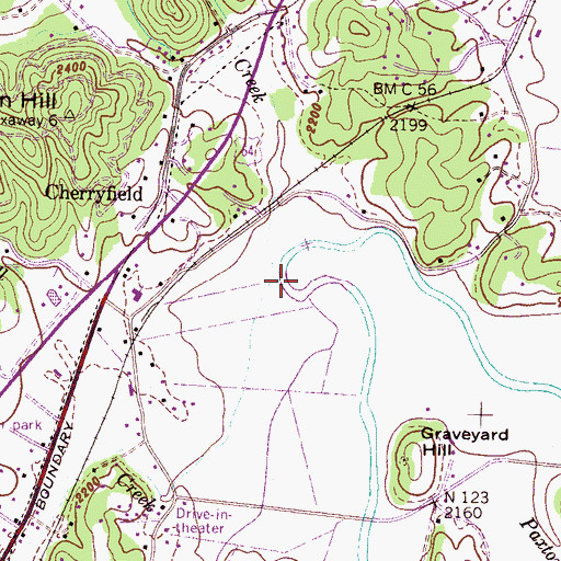 Topographic Map of Cherryfield Creek, NC