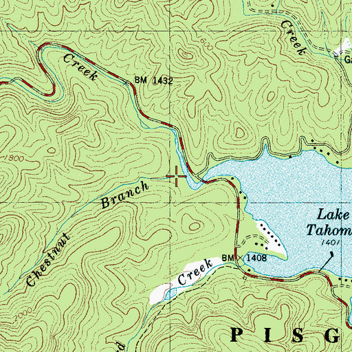 Topographic Map of Chestnut Branch, NC