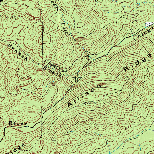 Topographic Map of Chestnut Branch, NC