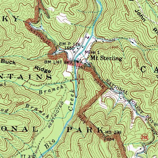Topographic Map of Chestnut Branch, NC