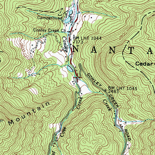 Topographic Map of Chestnut Cove Creek, NC