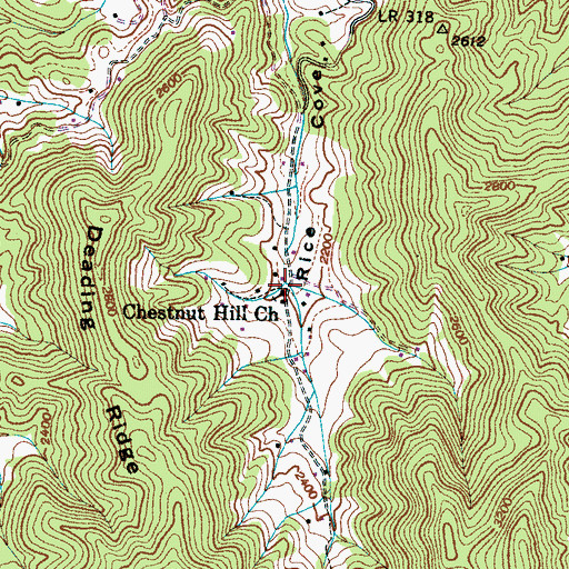 Topographic Map of Chestnut Hill Church, NC