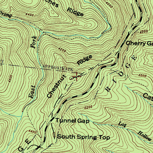 Topographic Map of Chestnut Ridge, NC