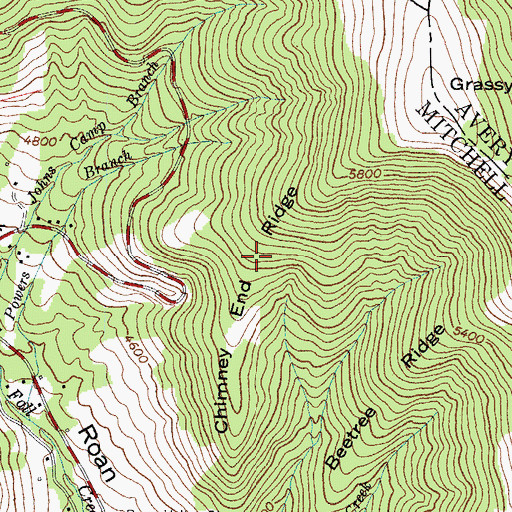 Topographic Map of Chimney End Ridge, NC