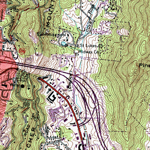 Topographic Map of Chunn Cove, NC