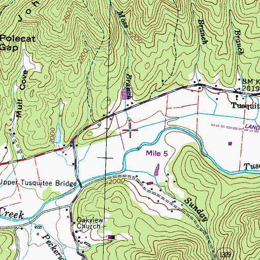 Topographic Map of Church Branch, NC