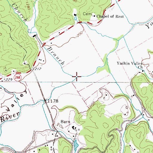 Topographic Map of Church Branch, NC
