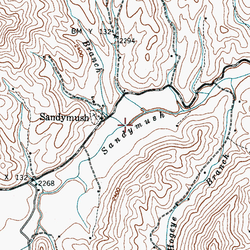 Topographic Map of Clark Branch, NC