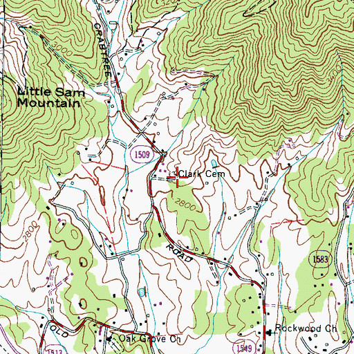 Topographic Map of Clark Cemetery, NC