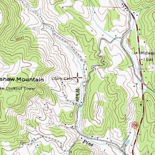 Topographic Map of Clark Cemetery, NC