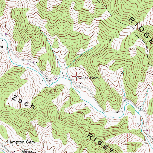 Topographic Map of Clark Cemetery, NC
