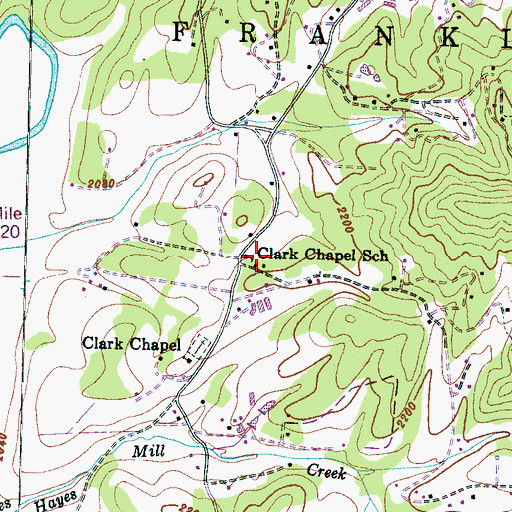 Topographic Map of Clark Chapel School (historical), NC