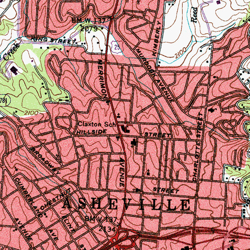 Topographic Map of Claxton School, NC