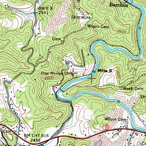 Topographic Map of Clay Mound Church, NC